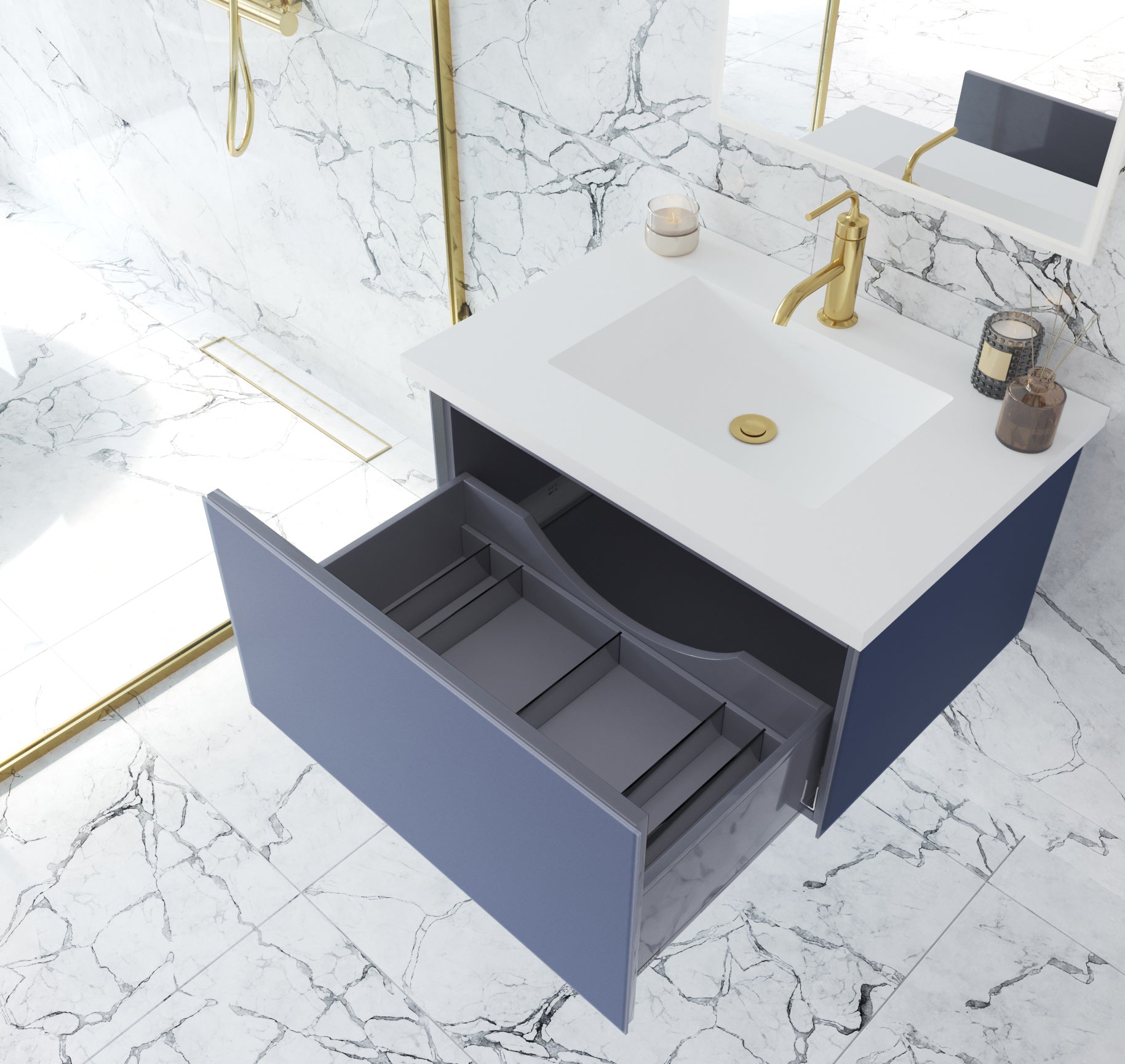 Laviva Vitri 30" Bathroom Vanity Set w/ Sink in Blue | 313VTR-30NB