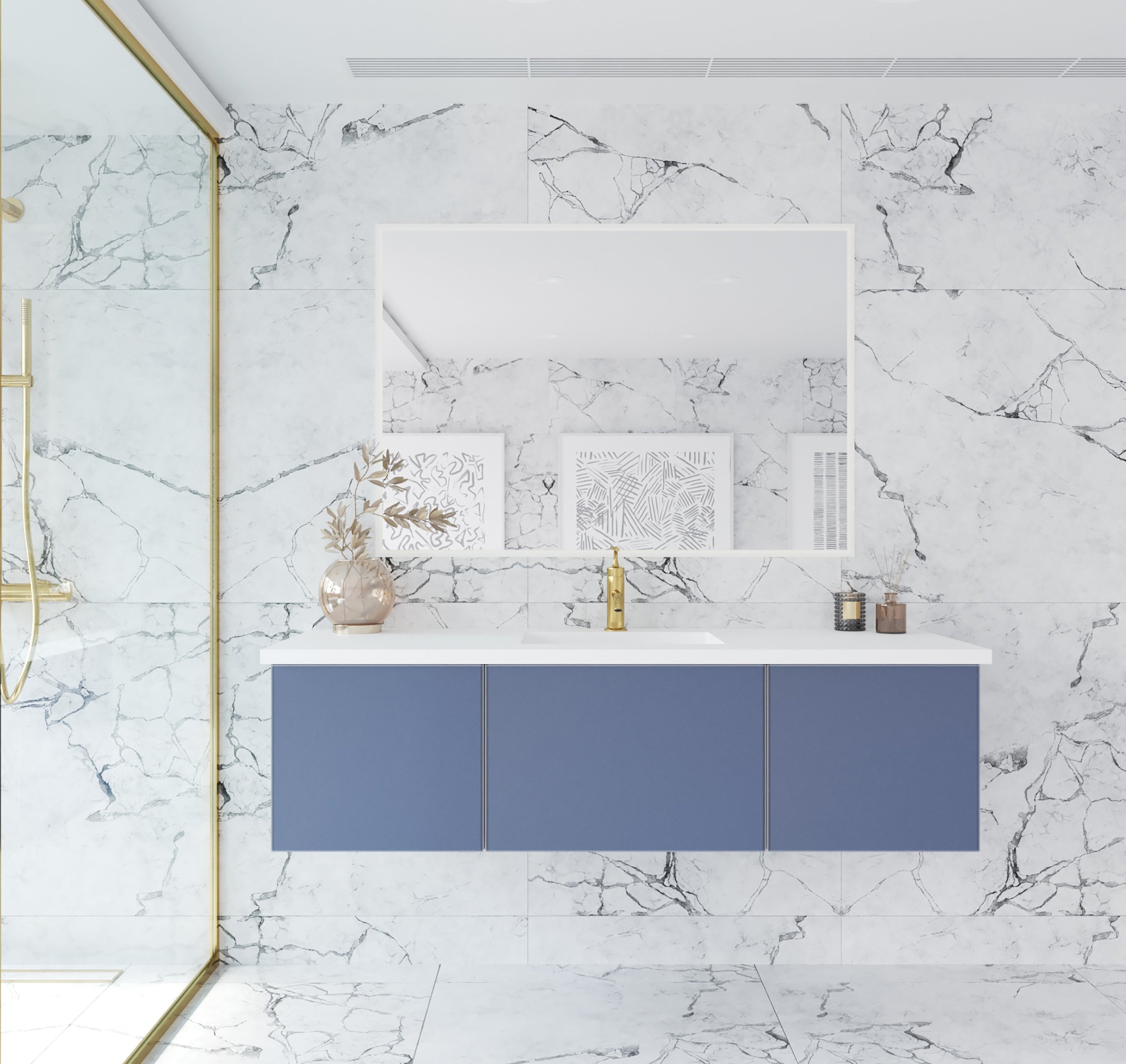 Laviva Vitri 60" Bathroom Vanity Set w/ Sink in Blue Single Sink | 313VTR-60CNB