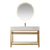 Vinnova Bilbao 48" Bathroom Vanity Set w/ Brushed-Gold & Snow-white Faux-stone Countertop | 701148-BG-SMB