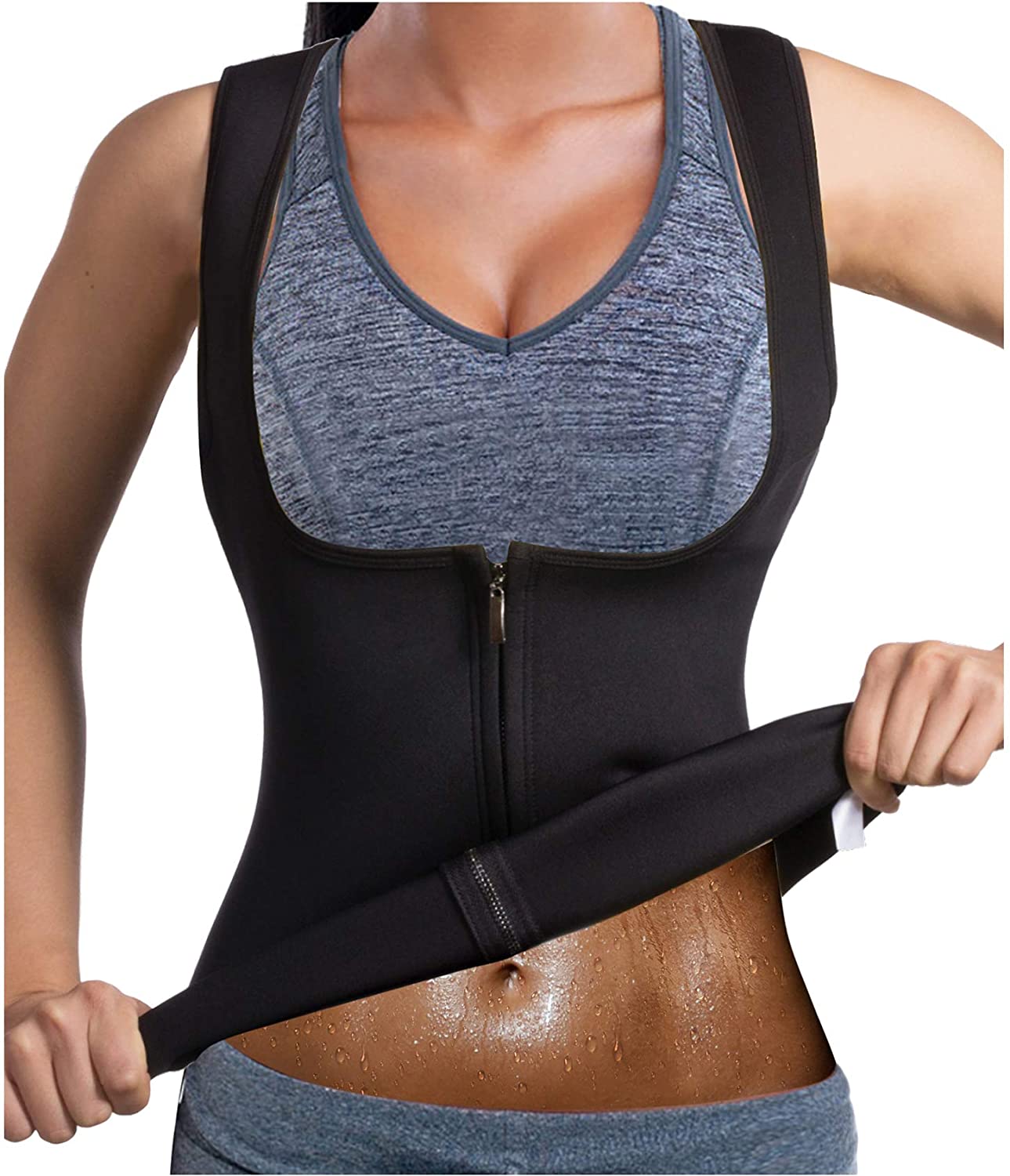 Nebility Women Waist Trainer Jacket Hot Sweat Shirt X-Large, Black Sauna  Suit