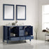 Vinnova Gela 60" Bathroom Double Vanity Set in Royal Blue w/ Carrara White Marble Countertop | 723060-RB-CA