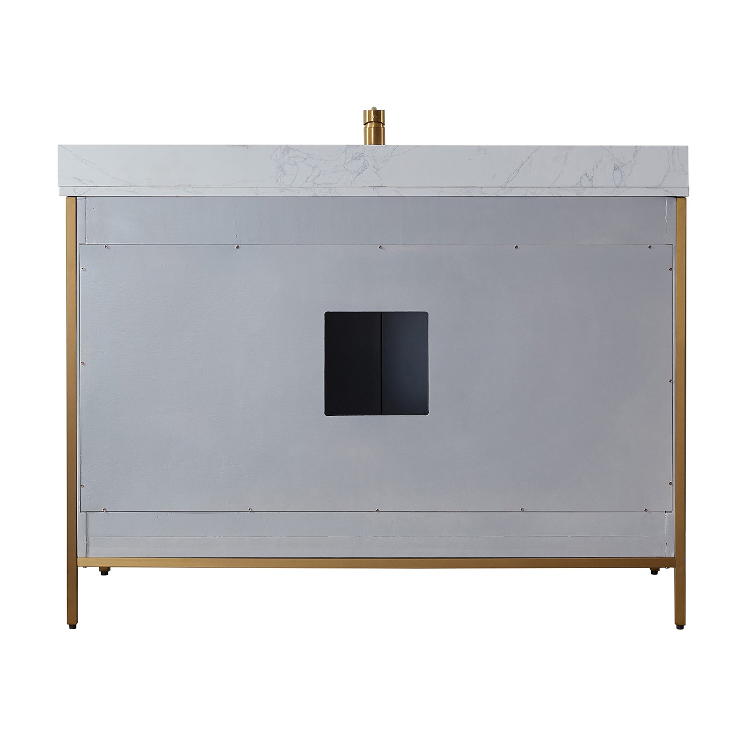Vinnova Granada 48" Bathroom Vanity Set in Grey w/ White Composite Grain Stone Countertop | 736048-PG-GW
