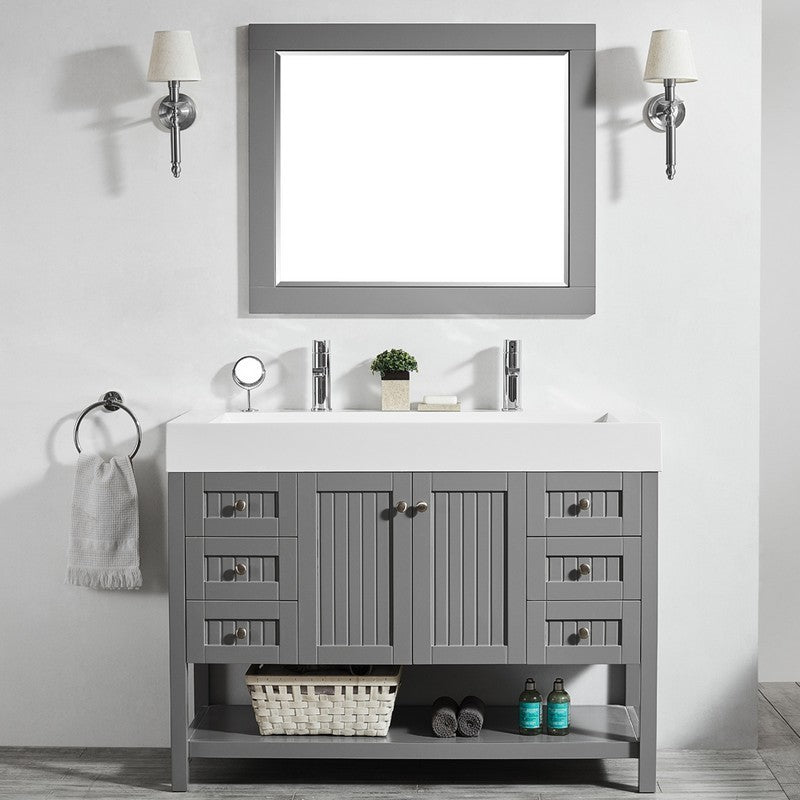 Vinnova Pavia 48” Bathroom Vanity Set in Grey w/ Acrylic Under-mount Sink | 755048-GR-WH