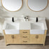 Vinnova Sevilla 60" Bathroom Vanity Set in Ash Wood w/ White Composite Stone Countertop | 797060-WA-WH