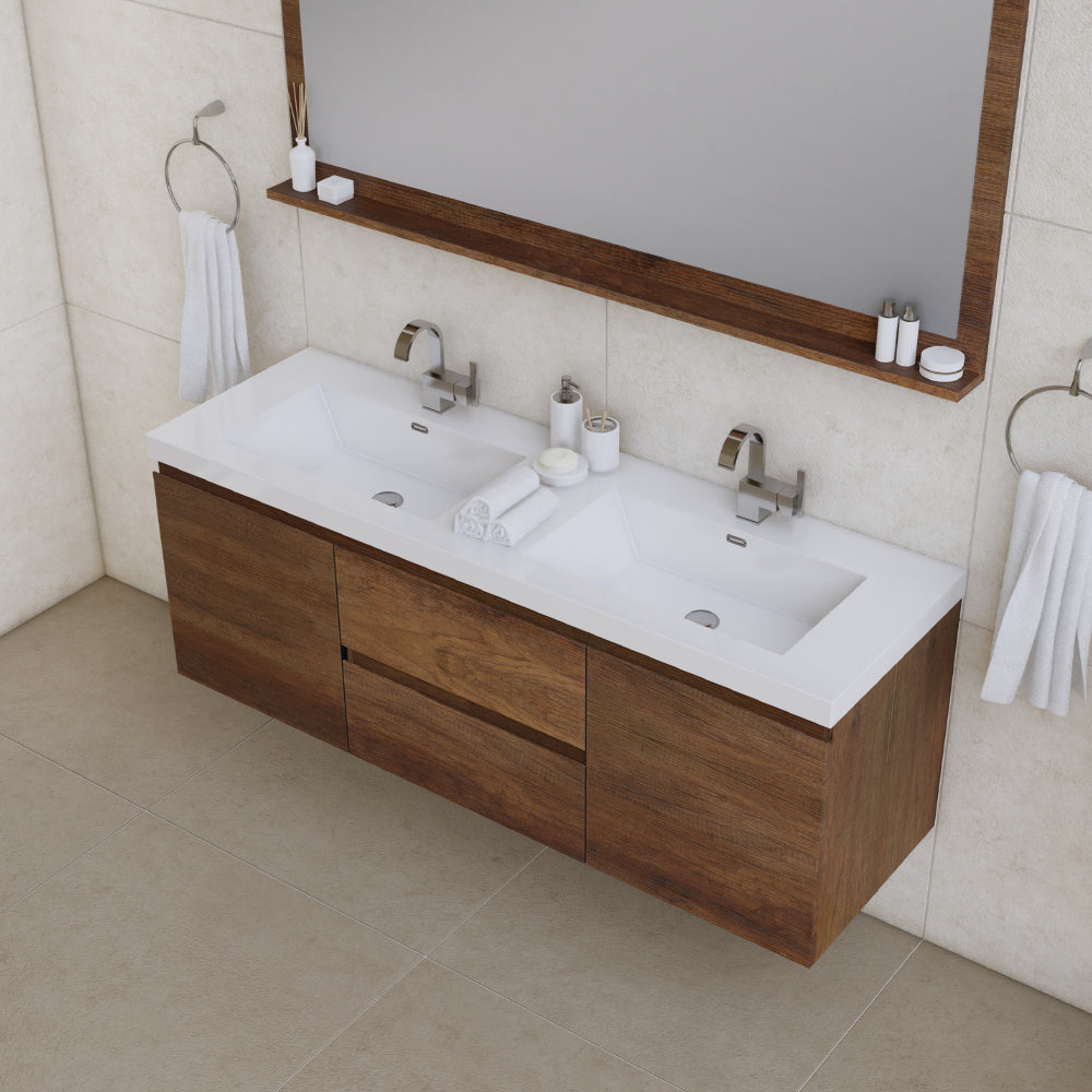 Alya Bath Paterno 60" Double Modern Wall Mounted Bathroom Vanity | AB-MOF60D