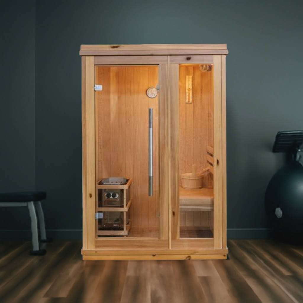Sunray "Aston" 1 Person Traditional Sauna - w/ Hemlock - HL100TN