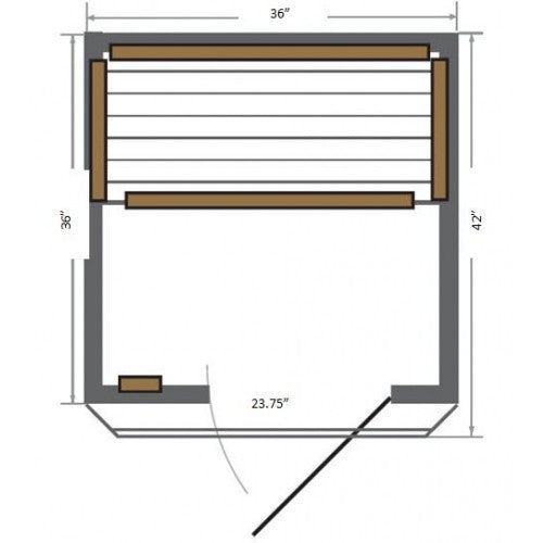 Technical drawing of a rectangular structure with dimensions labeled