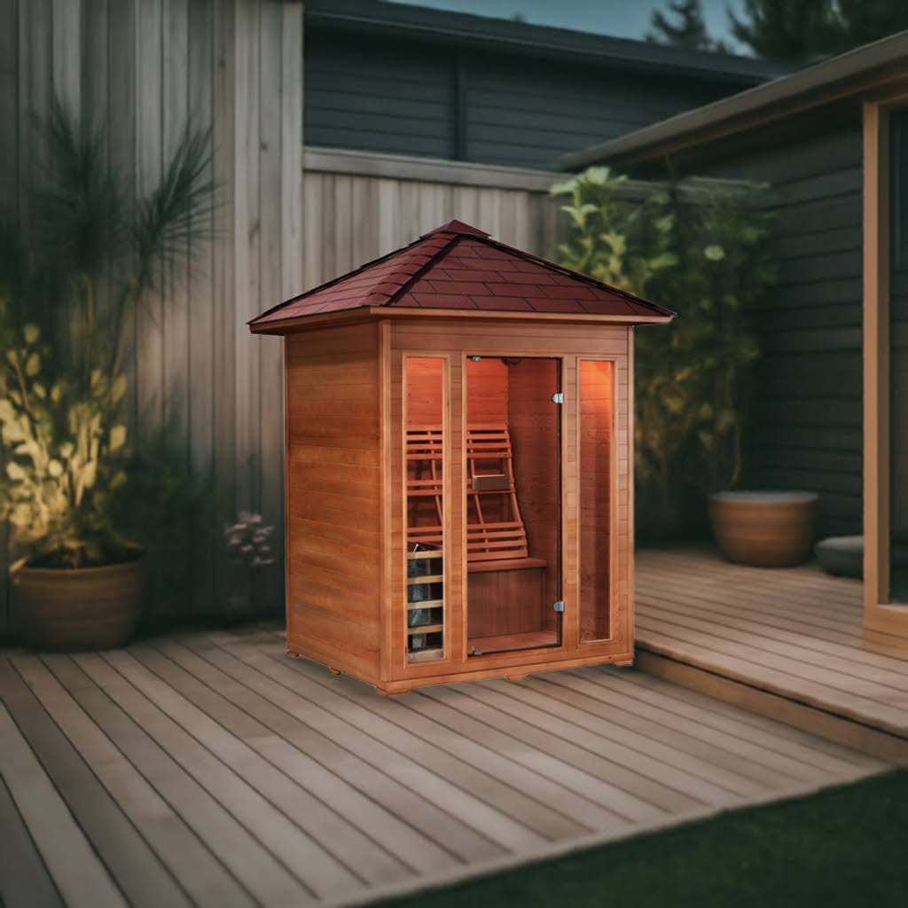 Available at Findyourbath.com Sunray "Waverly" Outdoor Traditional Sauna | 3-Person | 300D2