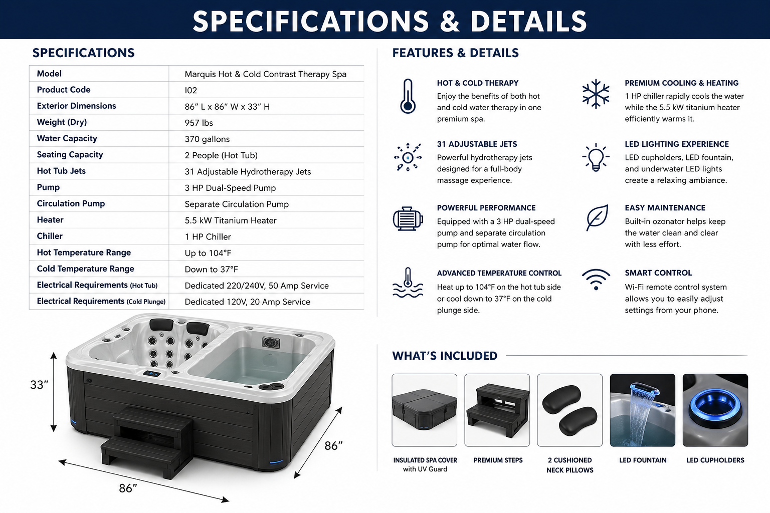 Marquis Hot & Cold Spa | Hot Tub & Cold Plunge Combo