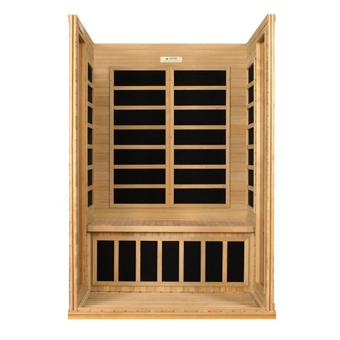 Golden Designs Dynamic "Versailles Elite" 2-person Ultra Low EMF FAR Infrared Sauna w/ Canadian Hemlock | DYN-6202-03 Elite