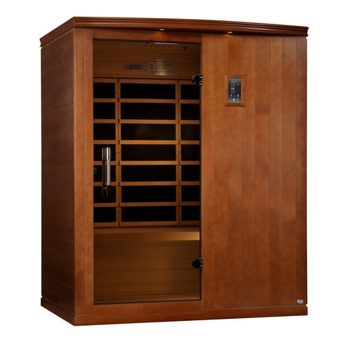 Golden Designs Dynamic "Madrid Elite" 3-person Ultra Low EMF FAR Infrared Sauna w/ Canadian Hemlock | DYN-6310-04 Elite