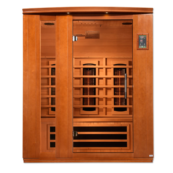 Golden Designs Dynamic "Lugano" Near Zero EMF 3-Person Full Spectrum FAR Infrared Sauna w/ Hemlock | DYN-6336-03 FS