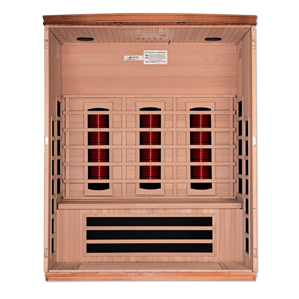 Golden Designs Dynamic "Lugano" Near Zero EMF 3-Person Full Spectrum FAR Infrared Sauna w/ Hemlock | DYN-6336-03 FS