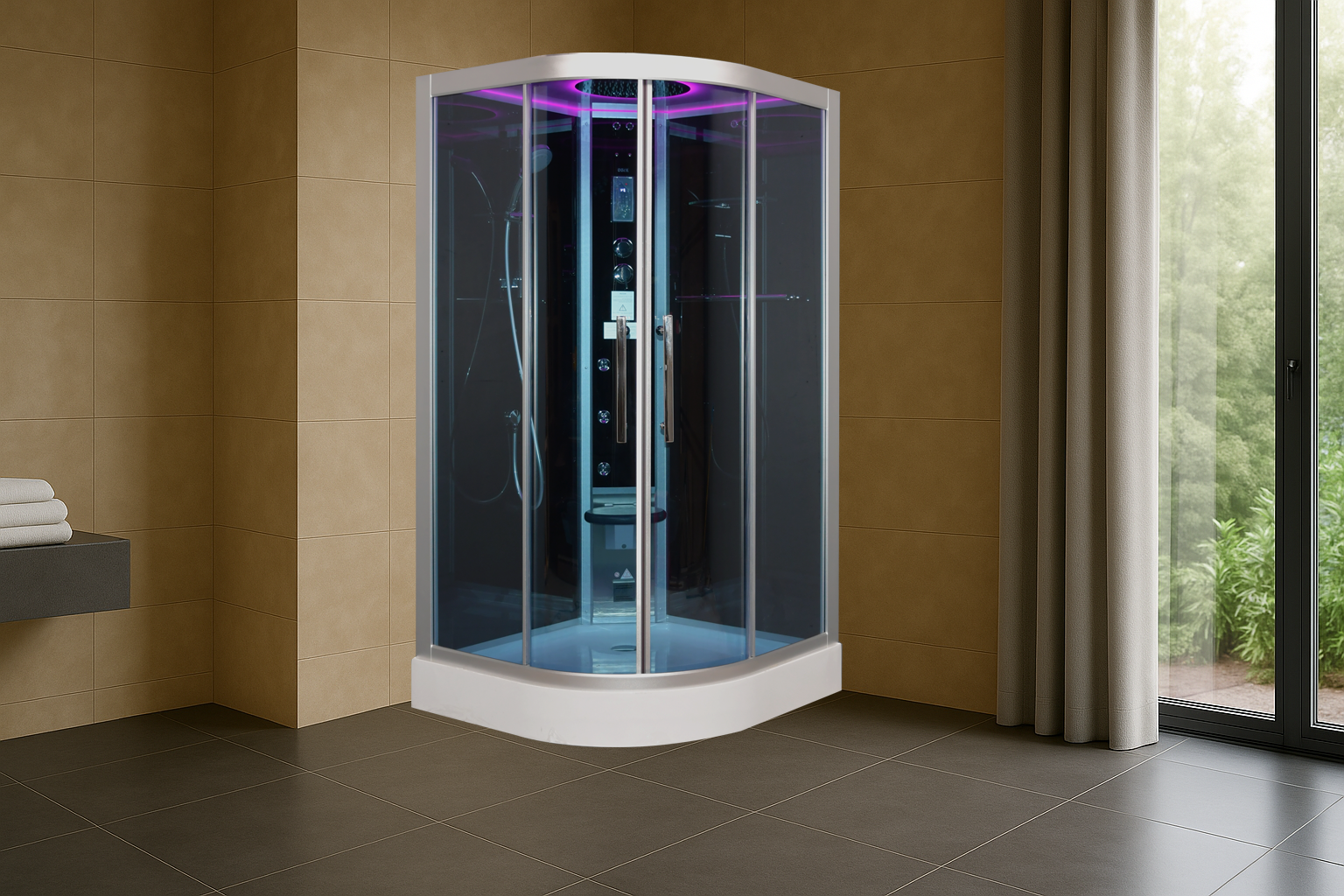 Platinum DZ901L Corner Steam Shower 42" x 42" x 87" - Find Your Bath