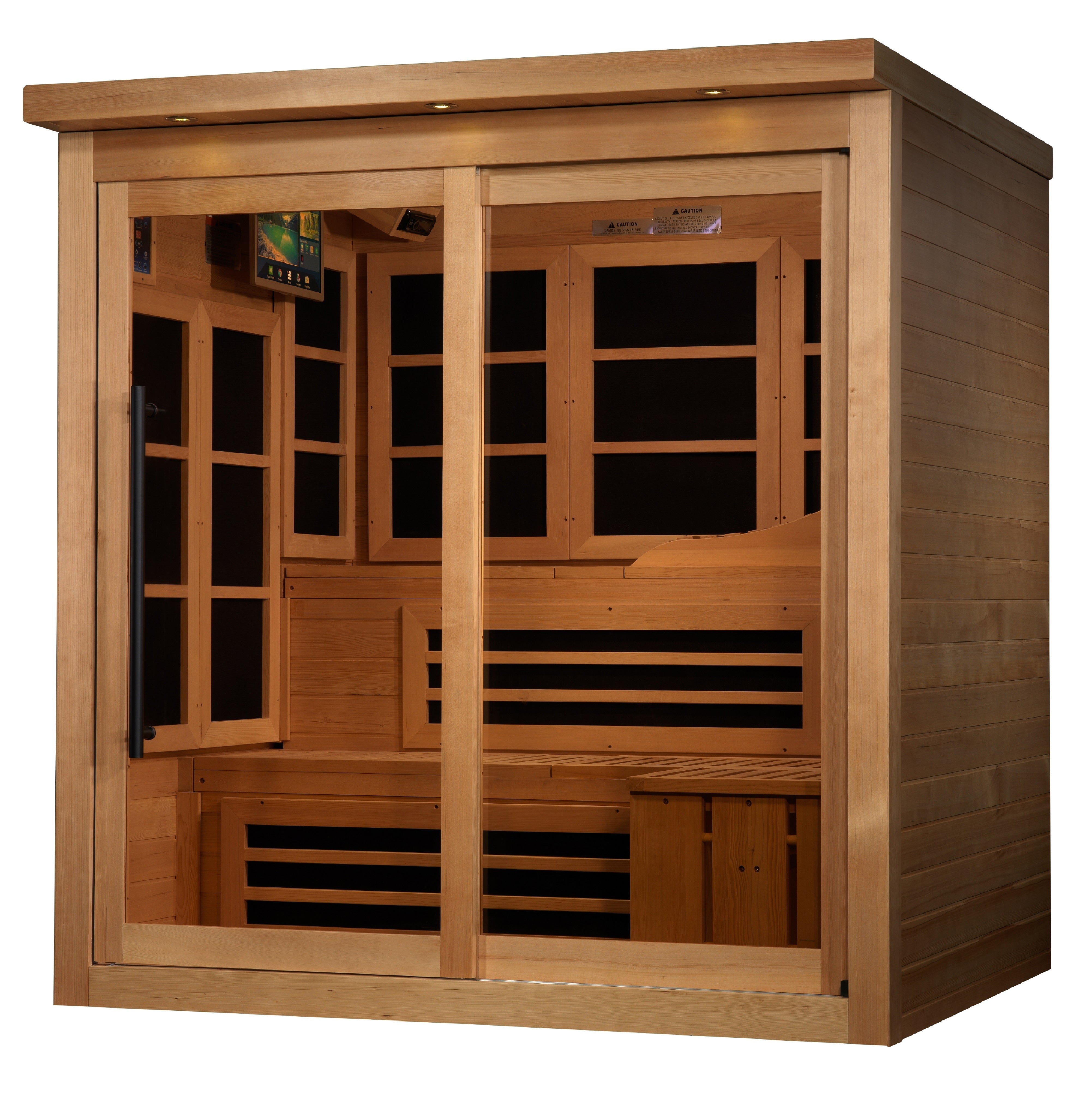 Golden Designs GDI-6996-02 Near Zero EMF 6-Person PureTech™ Infrared Sauna w/ 15” LCD Screen & Canadian Hemlock Wood