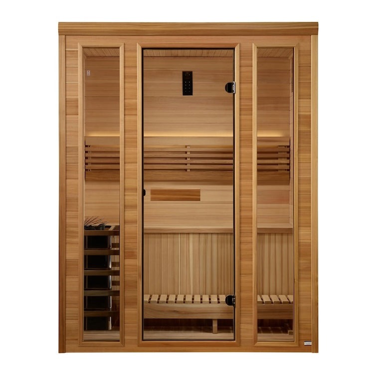 Golden Designs Traditional Steam Sauna | 3-Person "Andermatt" Edition w/ Pacific Clear Cedar | GDI-7030-01