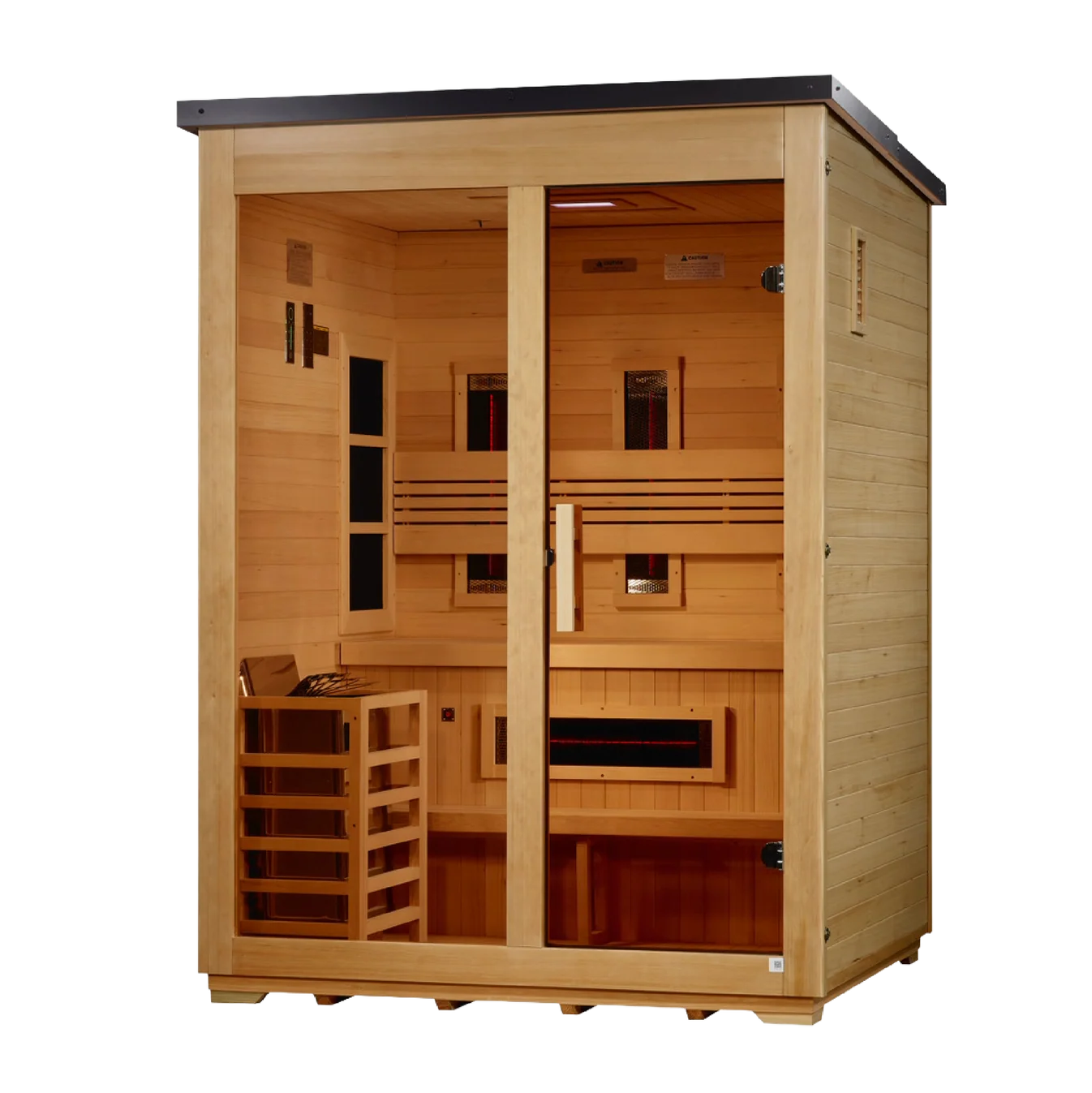 Golden Designs "Carinthia" 3-Person Full Spectrum Hybrid Outdoor Steam Sauna -  Canadian Hemlock GDI-8123-01