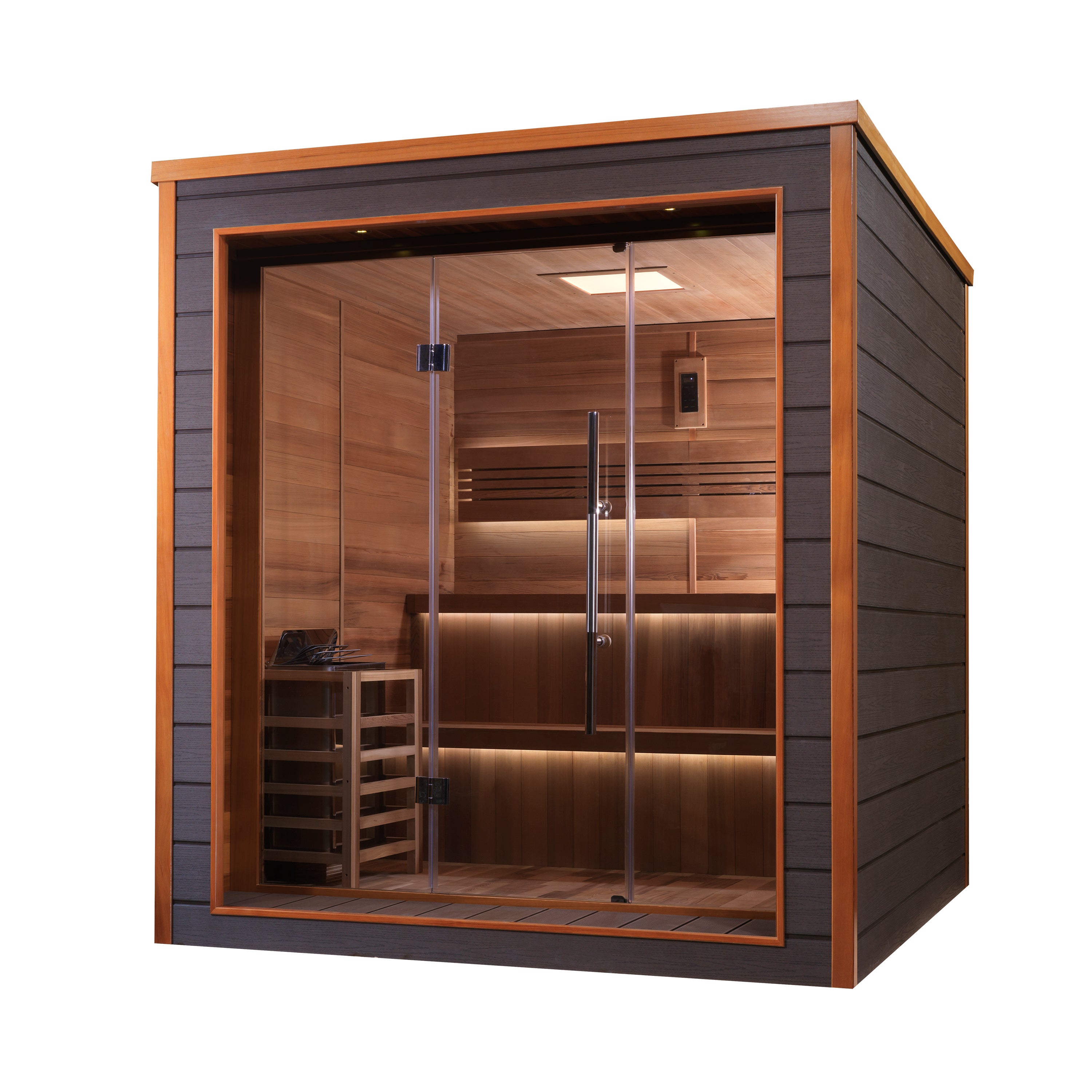 Golden Designs "Bergen" 6-Person Outdoor/Indoor Traditional Steam Sauna (GDI-8206-01) - Canadian Red Cedar Interior