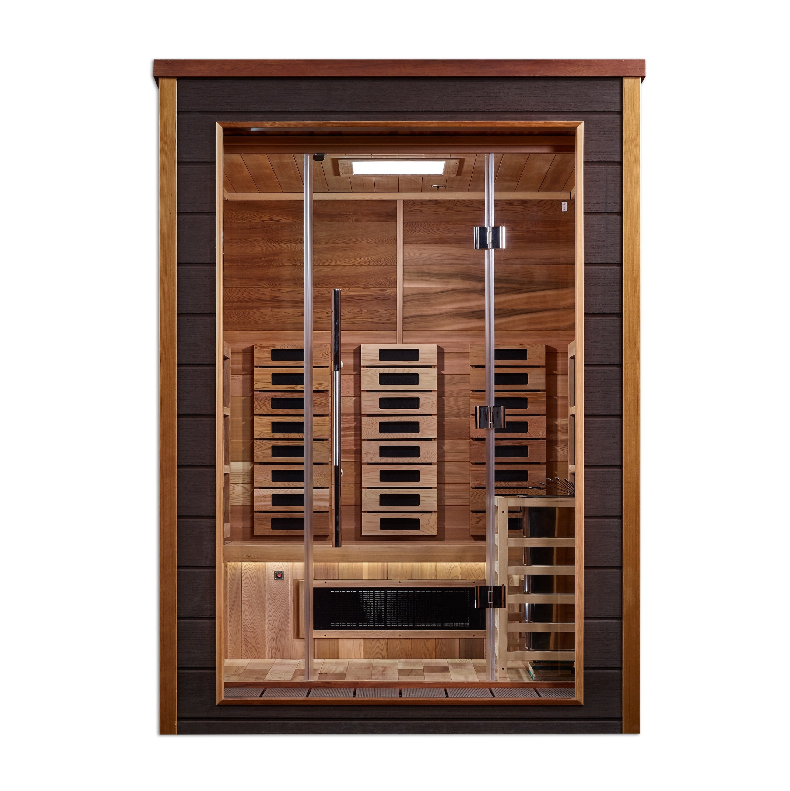 Golden Designs "Nora" 2-Person Outdoor/Indoor PureTech™ Hybrid Full Spectrum Sauna (GDI-8222-01) - Red Cedar Interior (infrared+traditional)