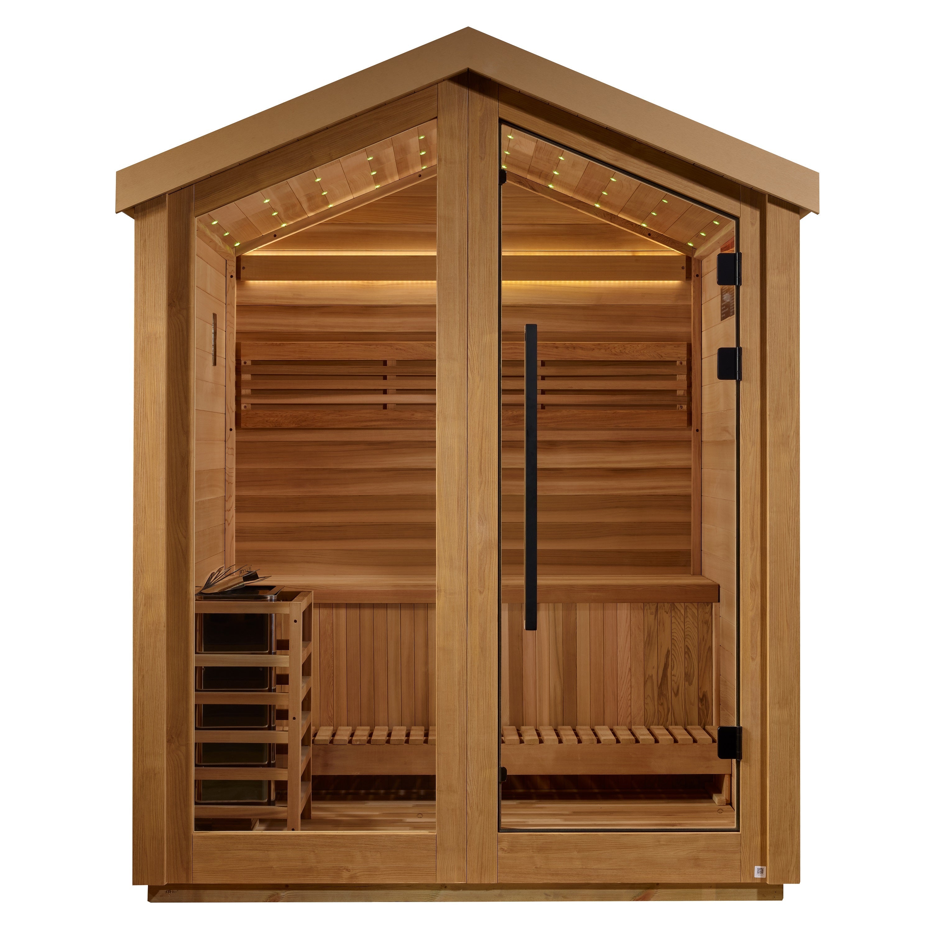 Golden Designs Traditional Steam Outdoor Sauna 3-Person w/ Galaxy Star Ceiling & Red Cedar Interior| "Savonlinna" GDI-8503-01