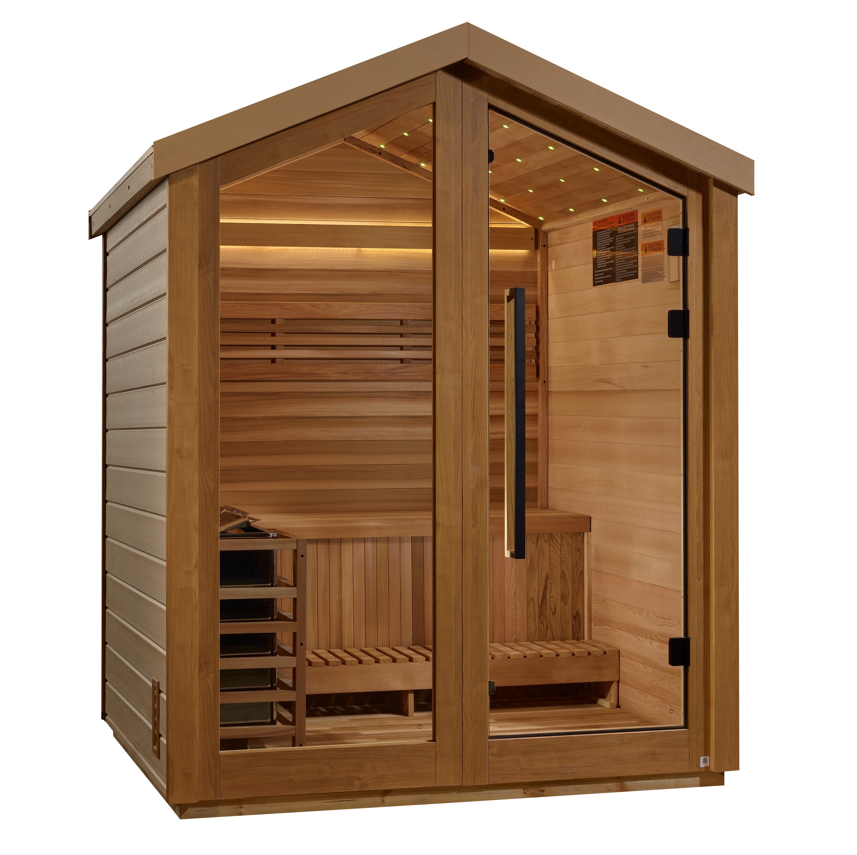 Golden Designs Traditional Steam Outdoor Sauna 3-Person w/ Galaxy Star Ceiling & Red Cedar Interior| "Savonlinna" GDI-8503-01