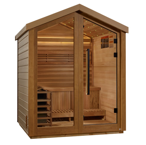 Golden Designs "Savonlinna" 6-Person Outdoor Traditional Sauna w/ Red Cedar - Black | GDI-8503-04