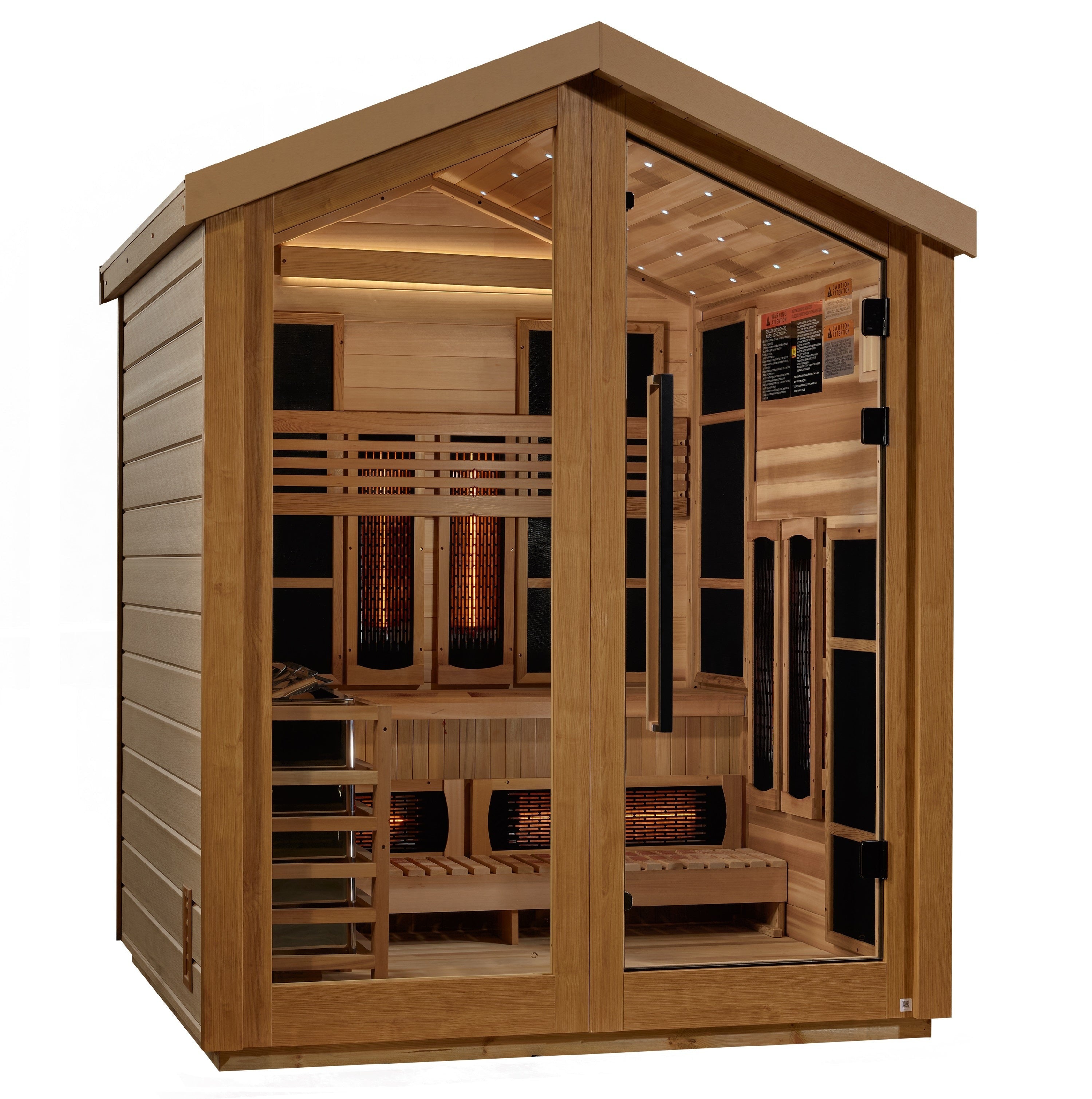 Golden Designs Loviisa 3-Person Outdoor-Indoor PureTech™ Hybrid Full Spectrum Sauna (GDI-8523-01) - Canadian Red Cedar Interior