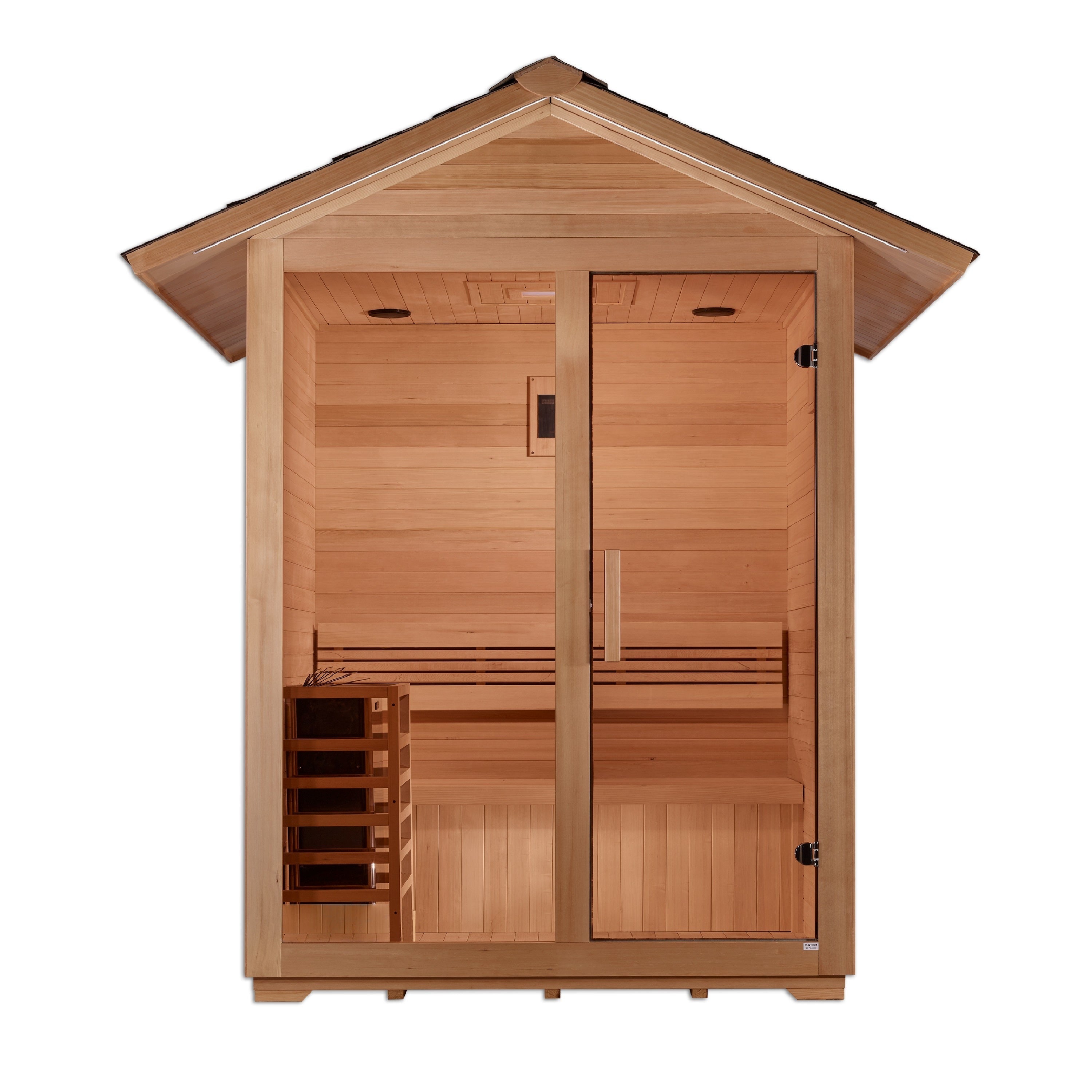 Golden Designs "Arlberg" 3-Person Traditional Outdoor Steam Sauna -  Canadian Hemlock