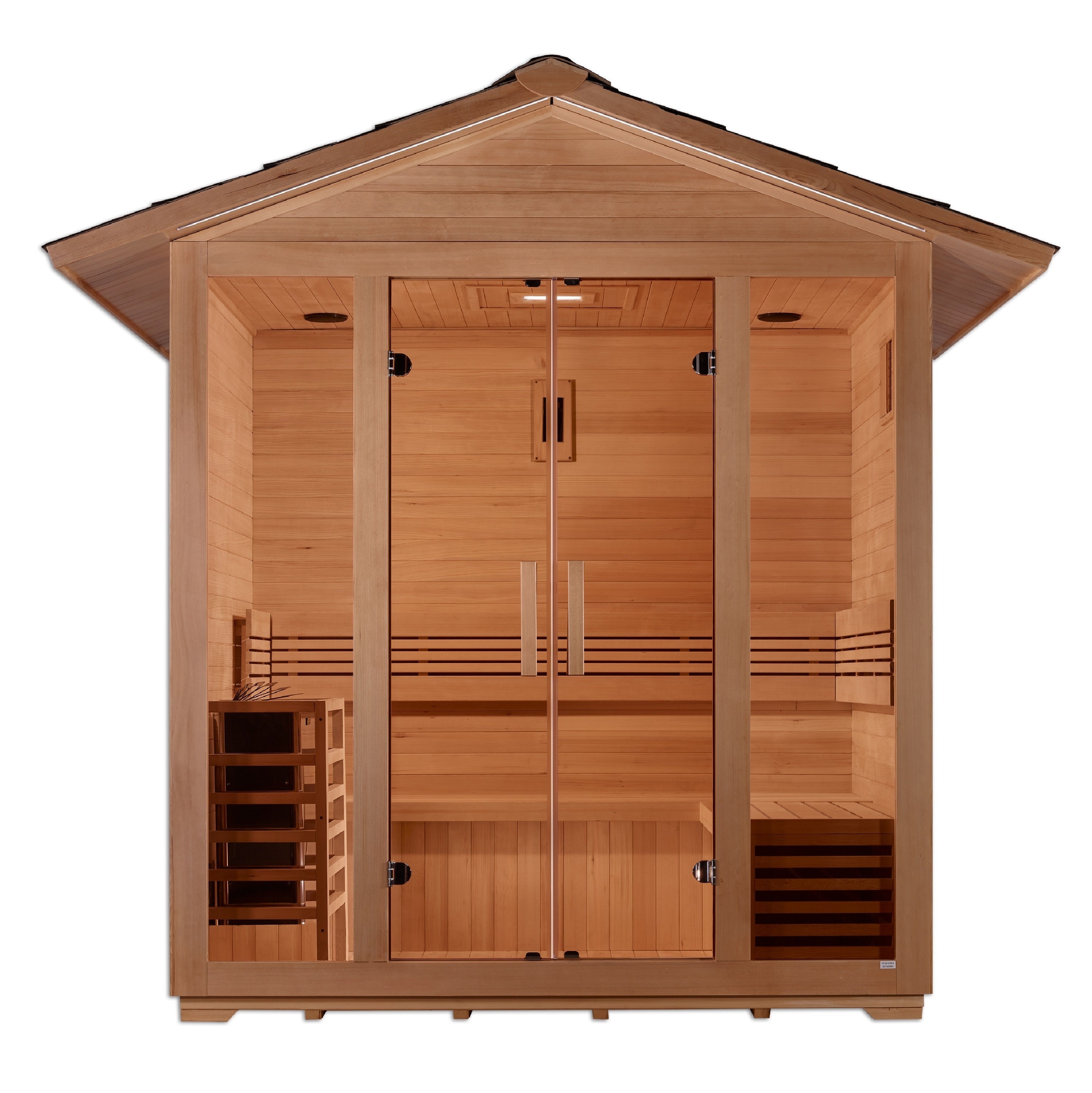 Golden Designs "Vorarlberg" 5-Person Outdoor Traditional Steam Sauna w/ Canadian Hemlock | GDI-8105-01
