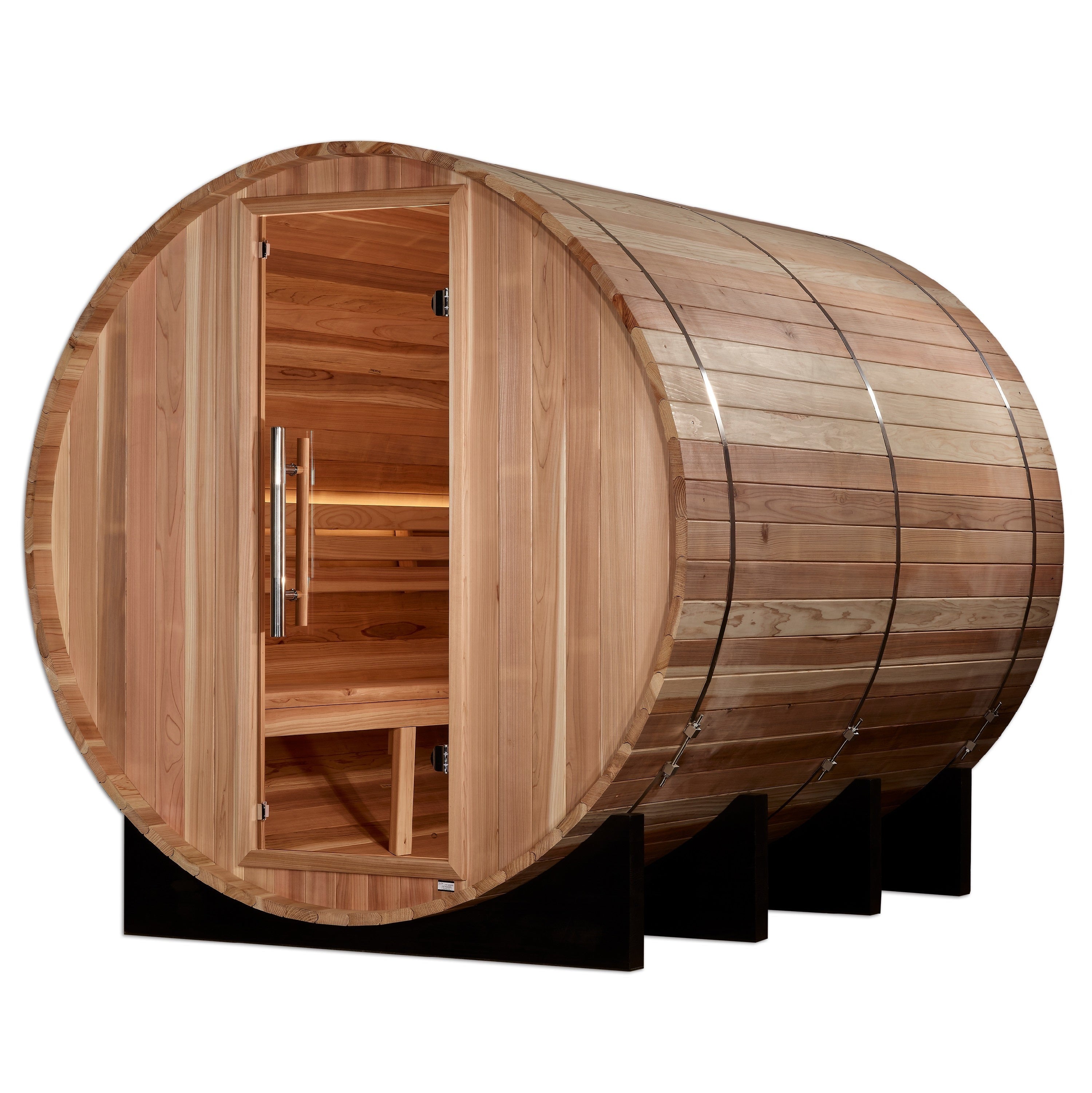 Golden Designs "Klosters" 6-Person Outdoor Traditional Barrel Steam Sauna w/ Pacific Cedar | GDI-B006-01