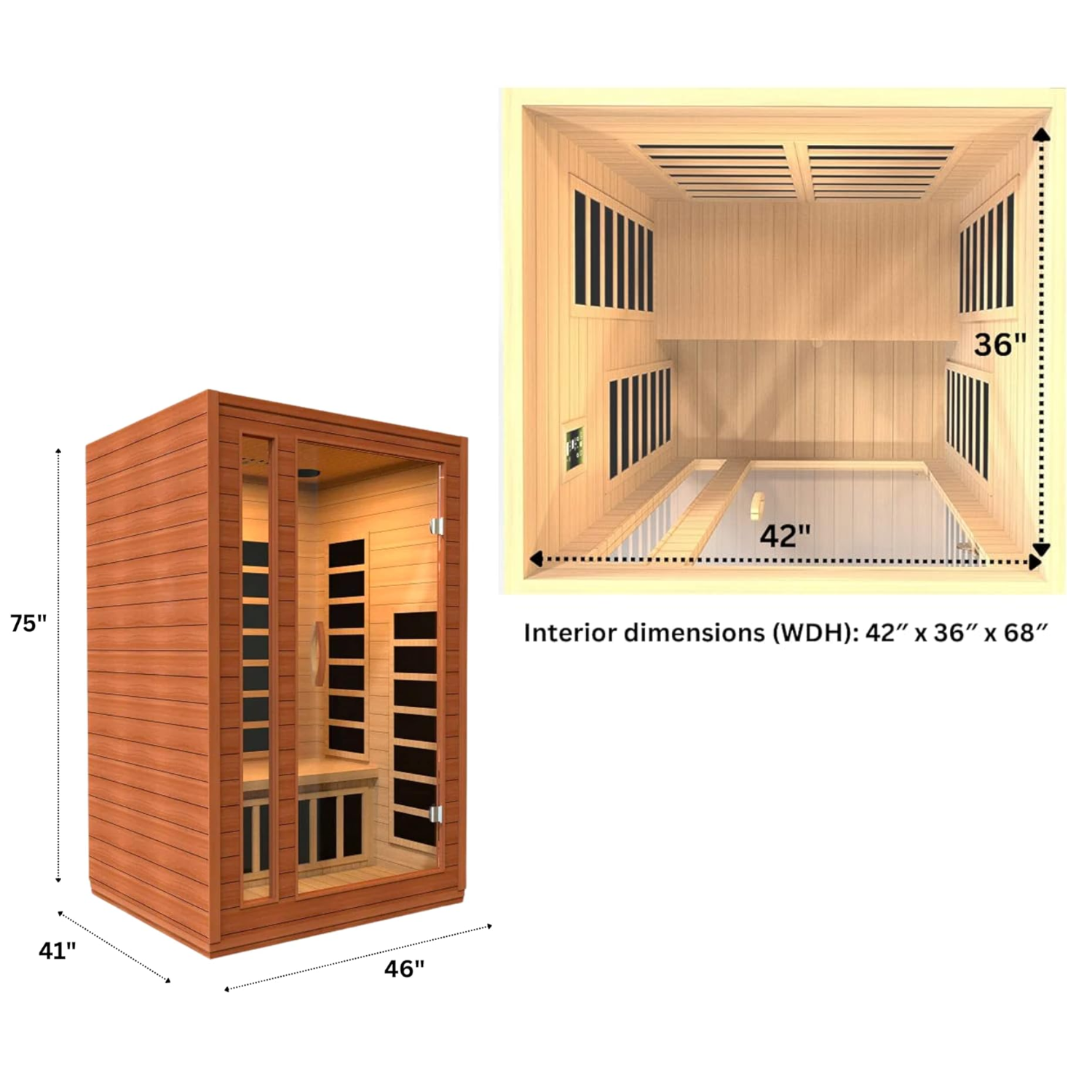 Golden Designs Dynamic "Cardoba" 2-Person Full Spectrum Near Zero EMF FAR Infrared Sauna w/ Hemlock | DYN-6203-02 FS