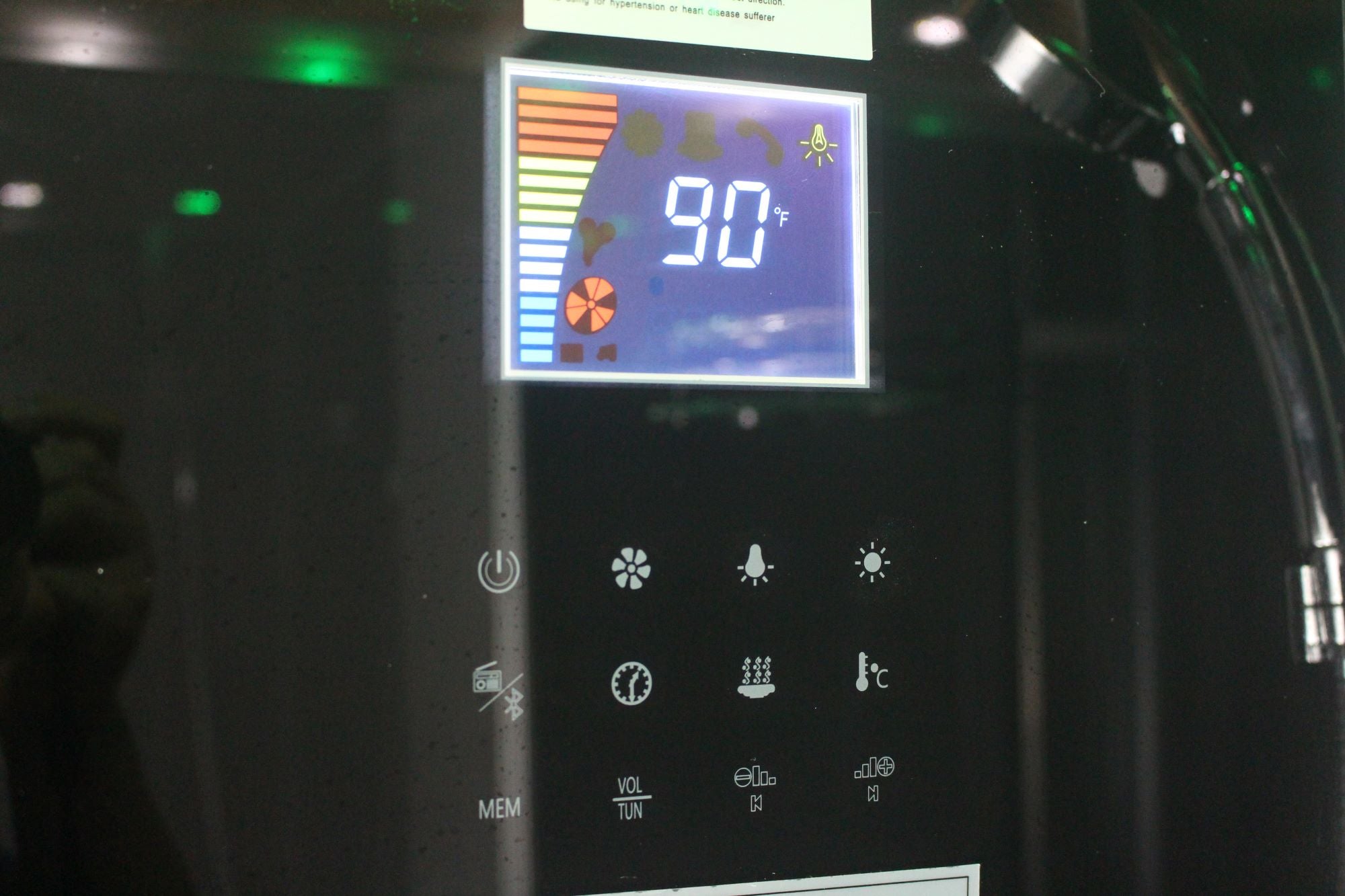 Control panel on Platinum DZ961F8 Steam Shower