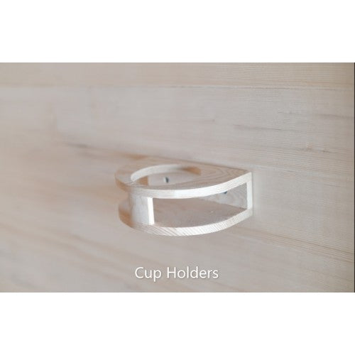 Silver cup holder on a wooden surface with 'Cup Holders' text.