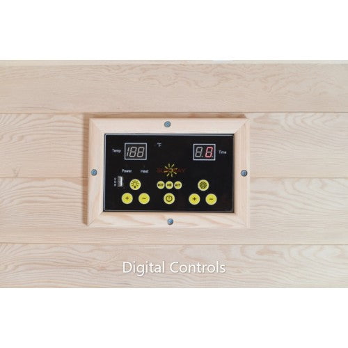 Digital control panel on a wooden wall with 'Digital Controls' text.