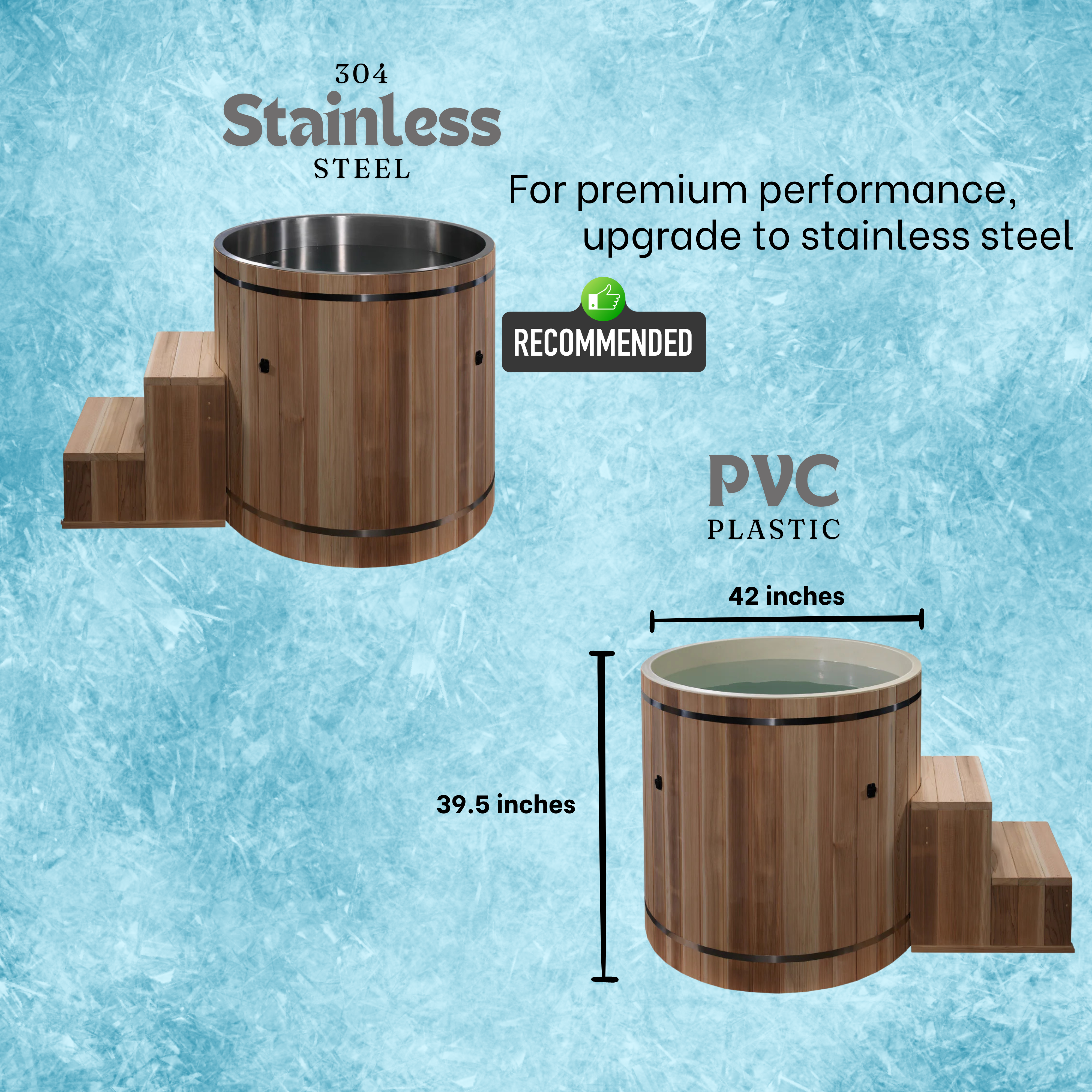 Outdoor Cold Plunge Premium Pacific Cedar Wood (tub only) | Dynamic Cold Therapy Circular Ice Bath