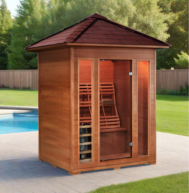 Available at Findyourbath.com Sunray "Waverly" Outdoor Traditional Sauna | 3-Person | 300D2