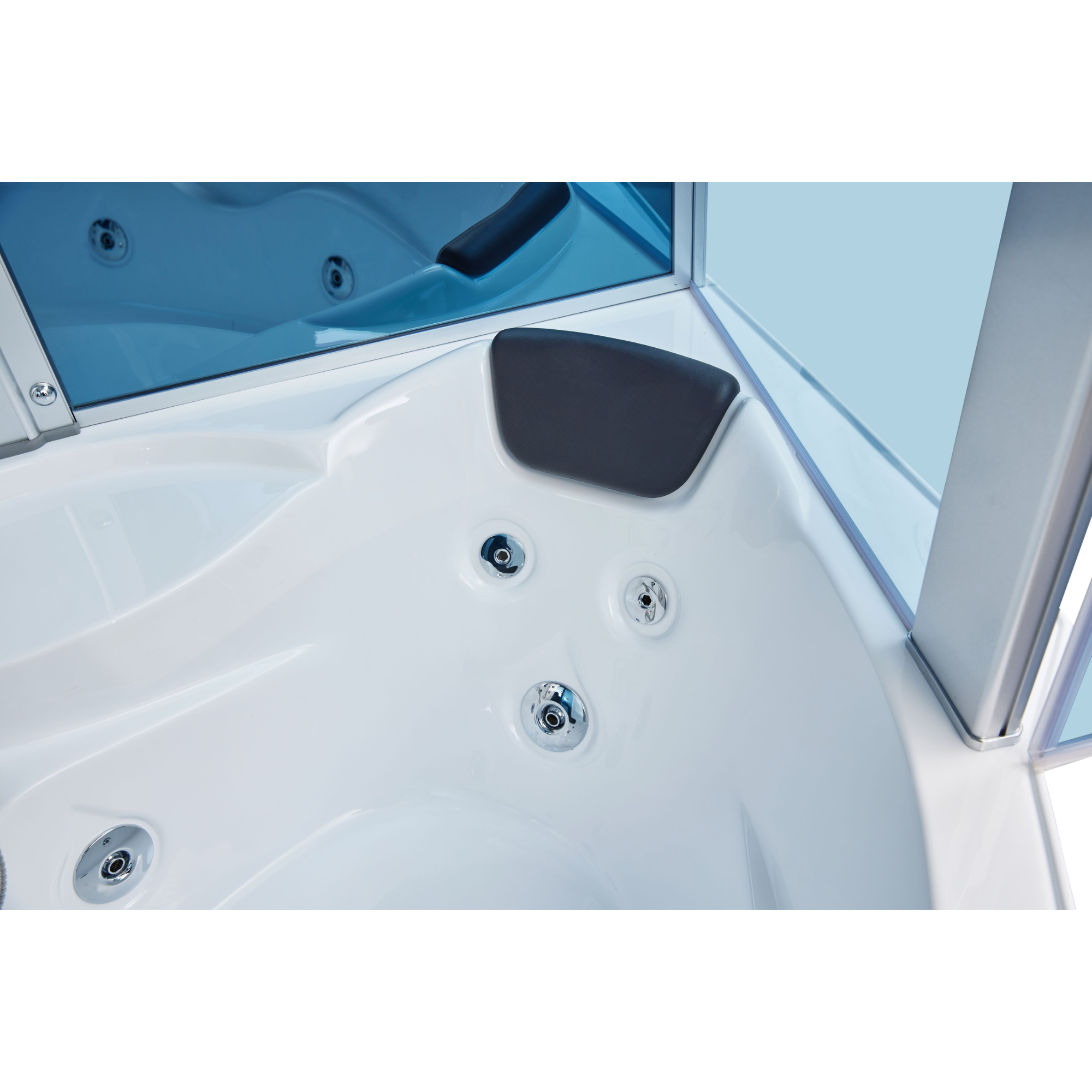 Mesa WS-608P Steam Shower Tub Combo - 63" x 63" x 85" Blue Glass