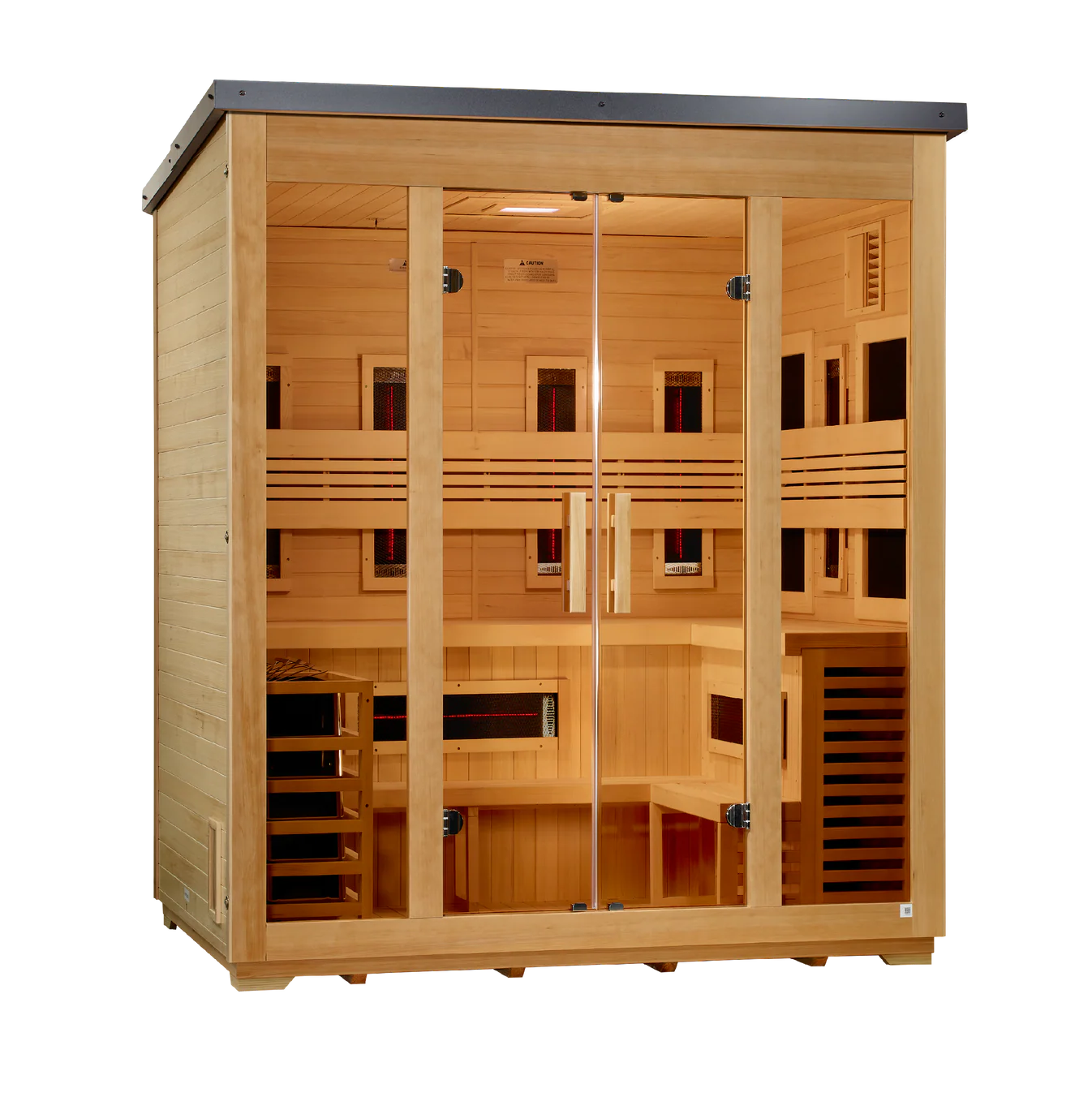 Golden Designs Traditional Full Spectrum Hybrid Outdoor Sauna  5-Person w/ Canadian Hemlock | "Gargellen" GDI-8125-01