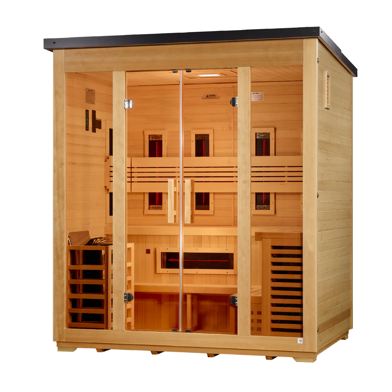Golden Designs Traditional Full Spectrum Hybrid Outdoor Sauna  5-Person w/ Canadian Hemlock | "Gargellen" GDI-8125-01