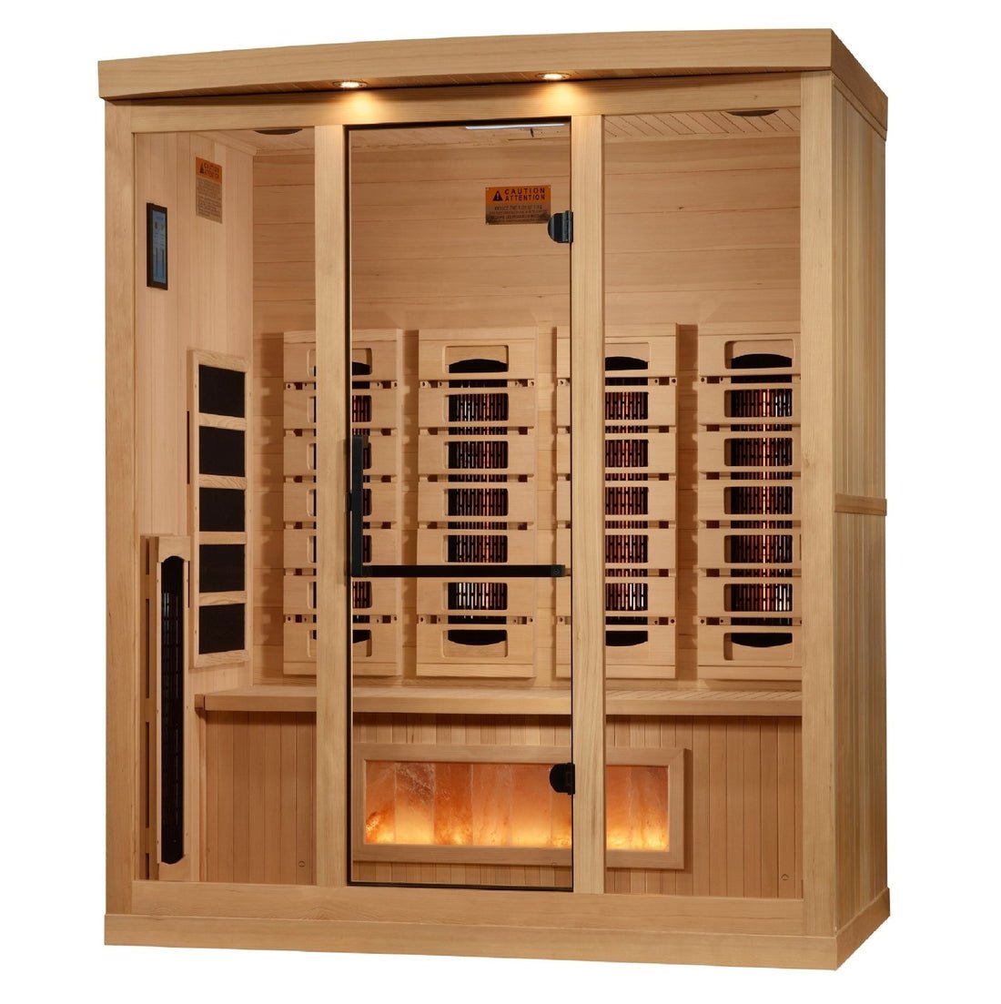 Golden Designs Near Zero EMF Full Spectrum Infrared Sauna 4-Person w/ Himalayan Salt Bar & Hemlock Wood | GDI-8040-03