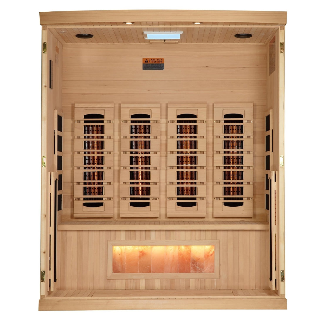 Golden Designs Near Zero EMF Full Spectrum Infrared Sauna 4-Person w/ Himalayan Salt Bar & Hemlock Wood | GDI-8040-03