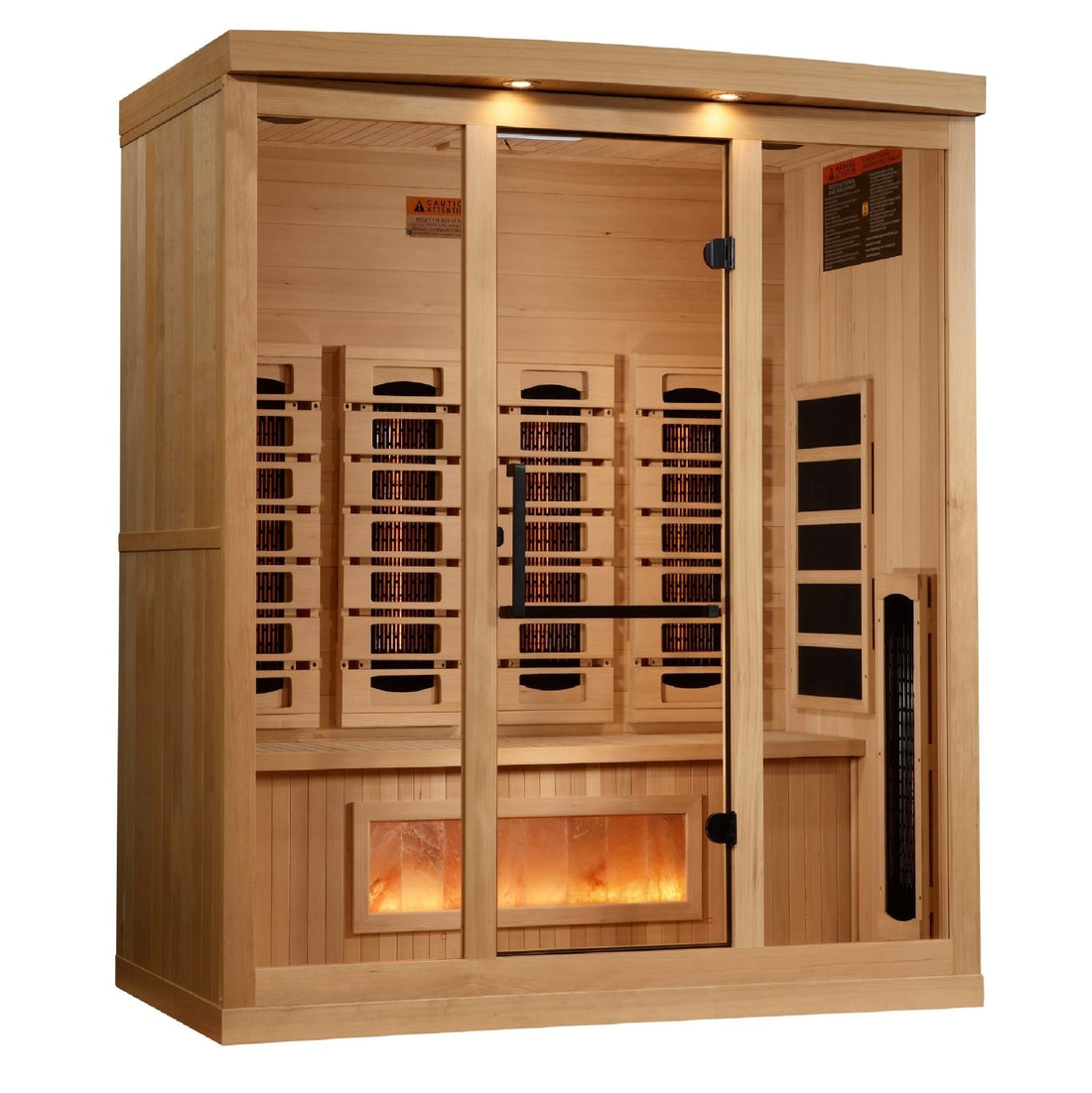 Golden Designs Near Zero EMF Full Spectrum Infrared Sauna 4-Person w/ Himalayan Salt Bar & Hemlock Wood | GDI-8040-03