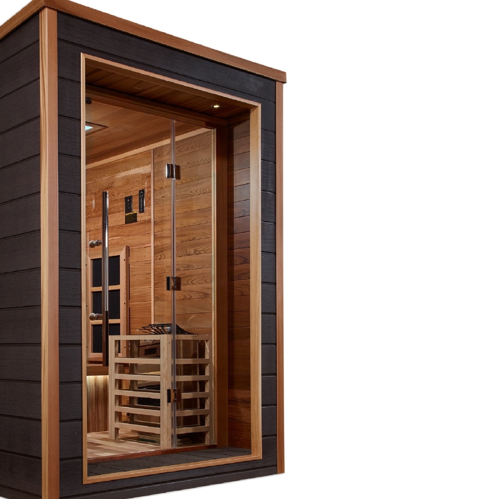 Golden Designs "Karlstad" 6-Person Outdoor/Indoor PureTech™ Hybrid Full Spectrum Sauna (GDI-8226-01) - Red Cedar Interior (infrared+traditional)