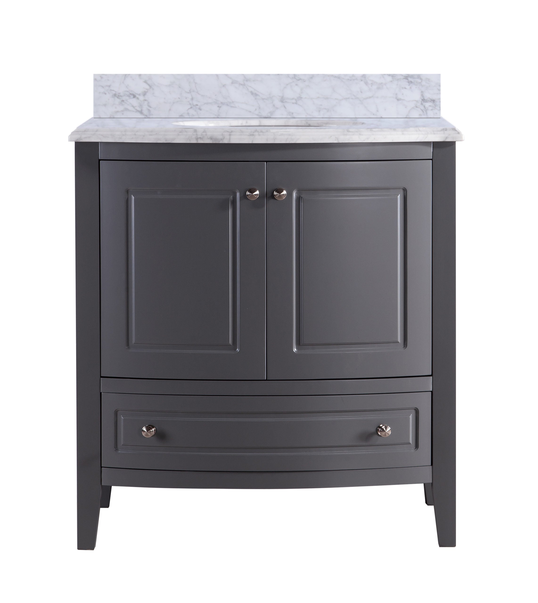 Laviva Estella 32" Gray Bathroom Vanity with White Carrara Marble Countertop | 3130709-32G-WC