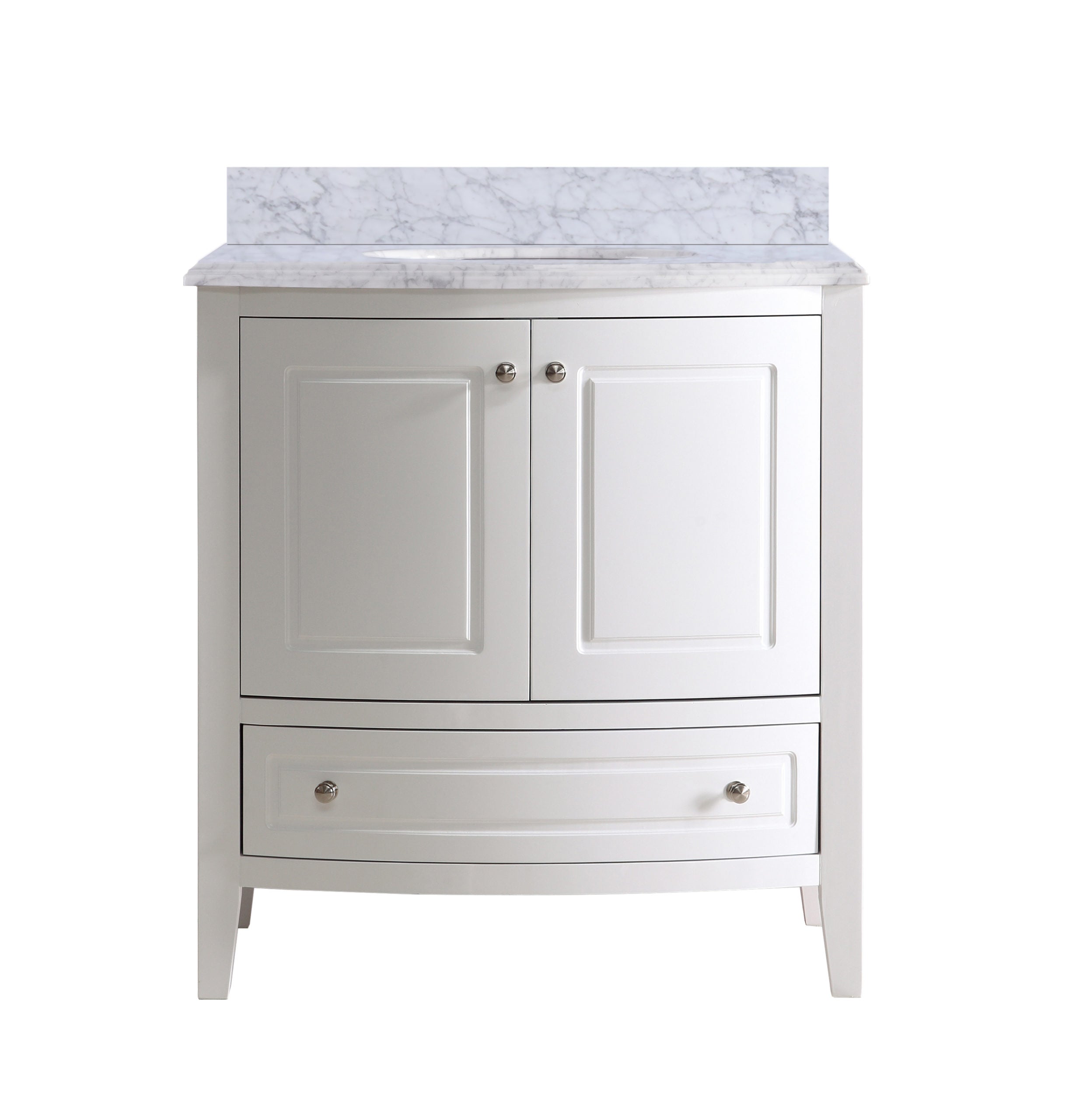 Laviva Estella 32" White Bathroom Vanity with White Carrara Marble Countertop | 3130709-32W-WC