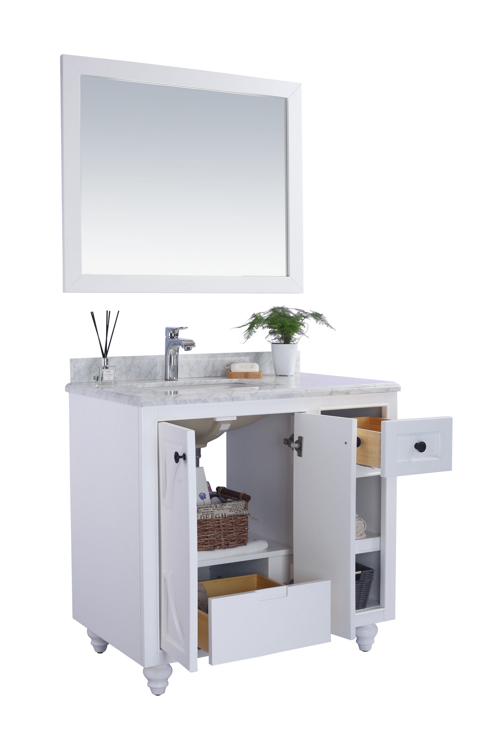 Laviva Odyssey 36" Bathroom Vanity Set w/ Sink in White | 313613-36W