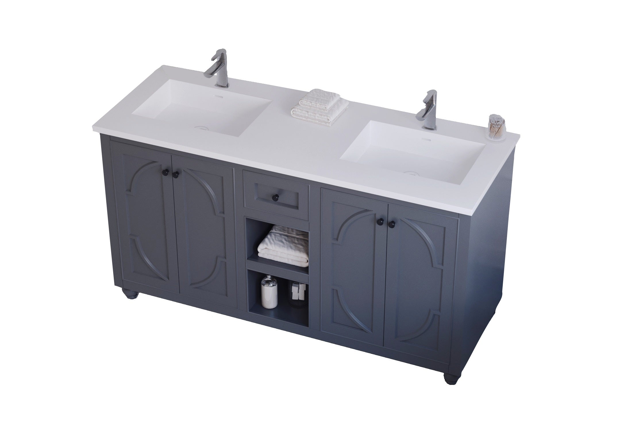 Laviva Odyssey 60" Double Bathroom Vanity & Sinks in Gray | 313613-60G