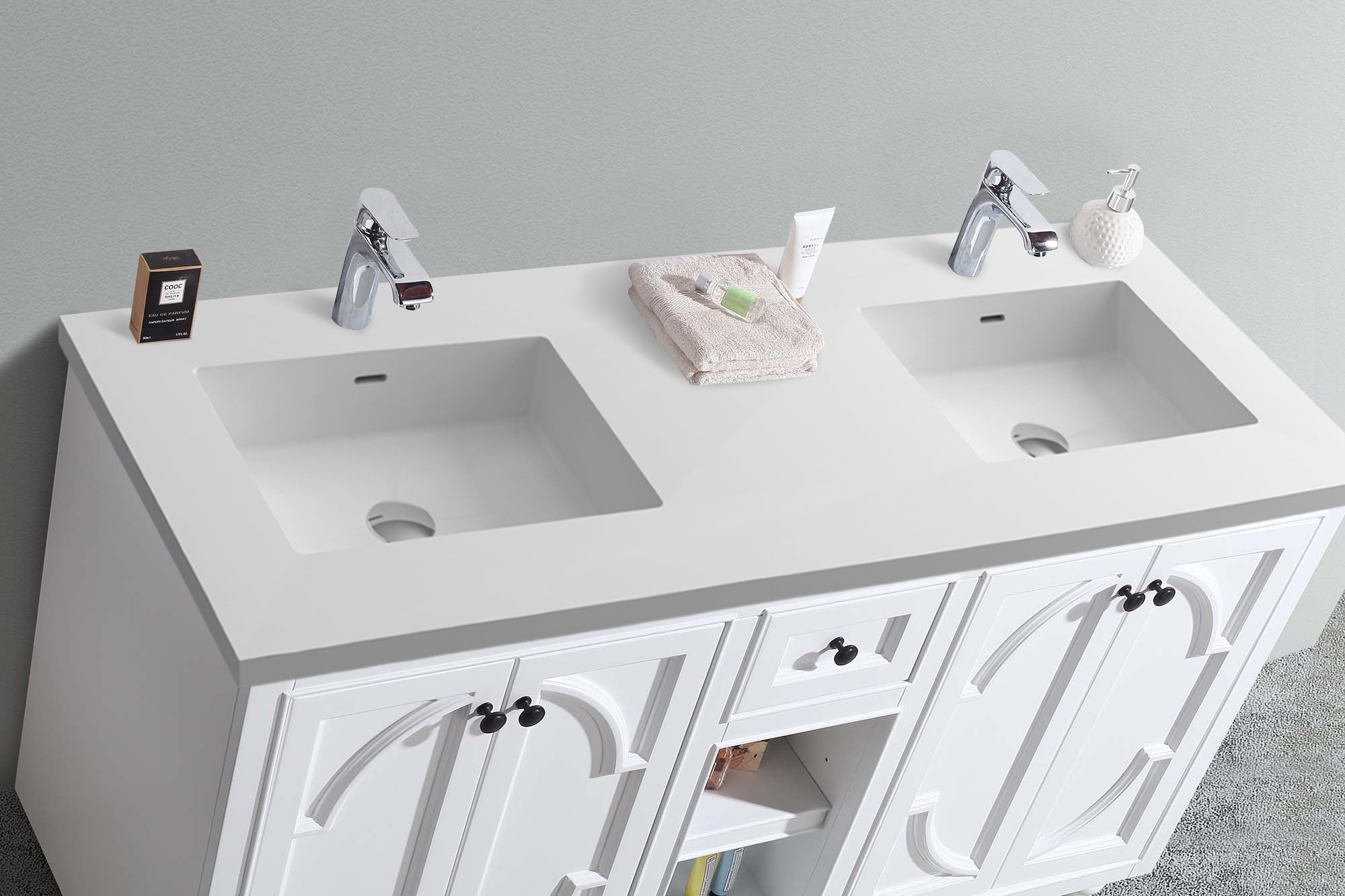 Laviva Odyssey 60" Double Bathroom Vanity & Sinks in White | 313613-60W