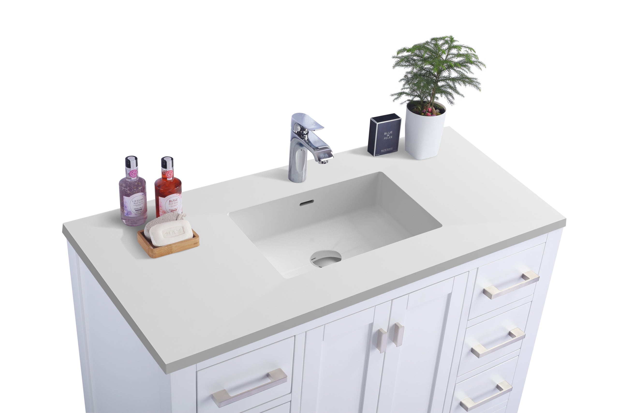 Laviva Wilson 42" Bathroom Vanity Set w/ Sink in White | 313ANG-42W