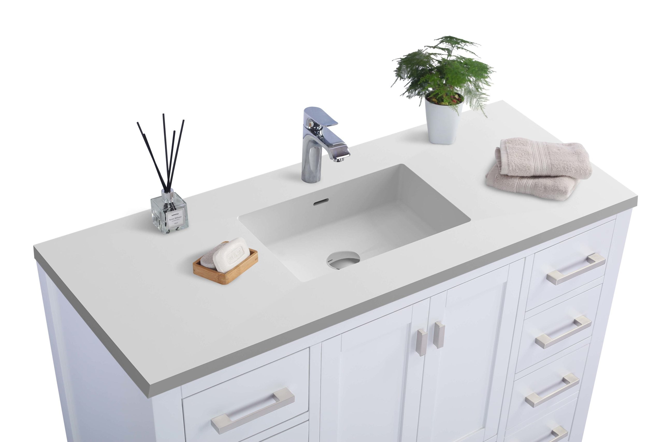 Laviva Wilson 48" Bathroom Vanity Set w/ Sink in White | 313ANG-48W